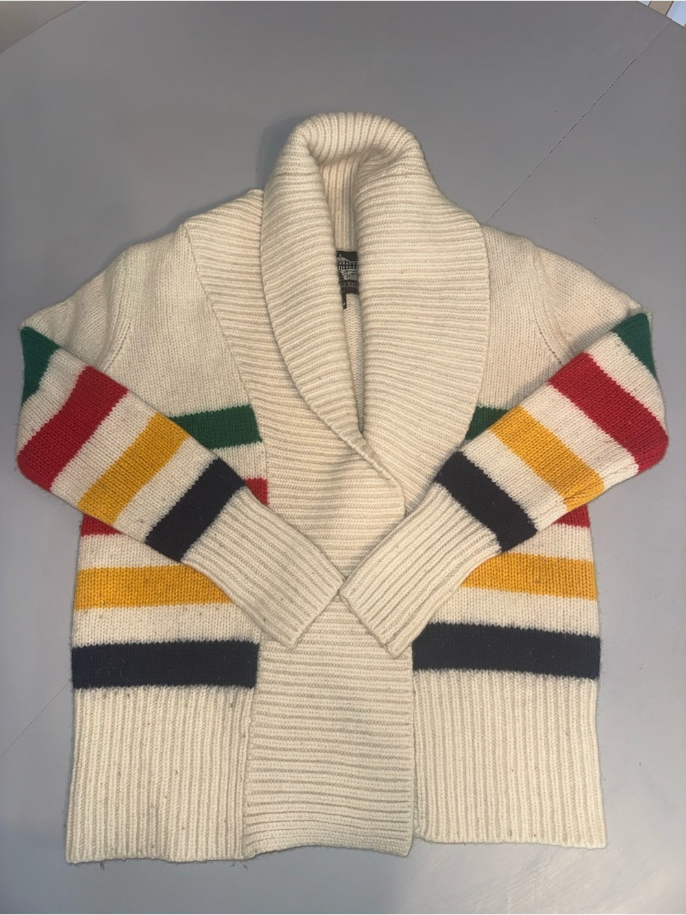 HBC Stripes open shawl cardigan sweater - Picture 2 of 5